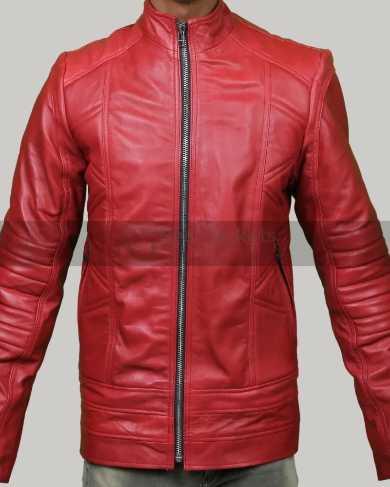 Mens Red Leather Jacket Red Leather Biker Jacket