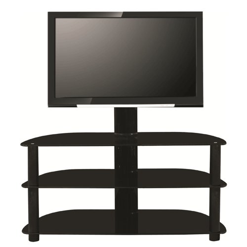 Table Stand Aluminum and Glass TV Console Black HT12 RJ Group Plus