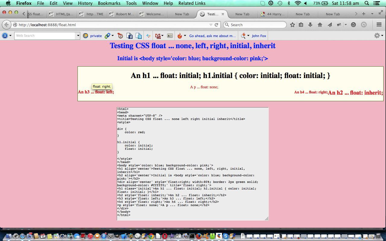 CSS/HTML Float Styling Primer Tutorial Robert James Metcalfe Blog