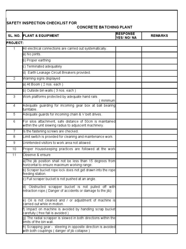 checklist for plant inspection RLS HUMAN CARE