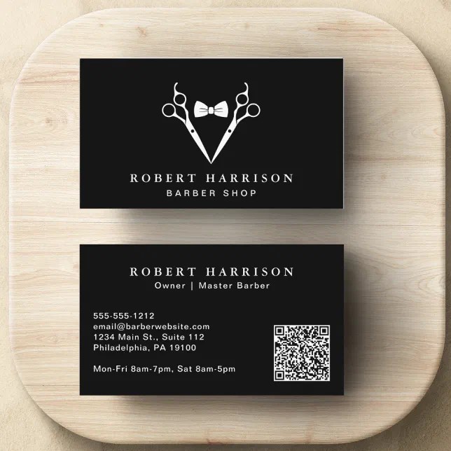 Barber QR Code Black Business Card Zazzle