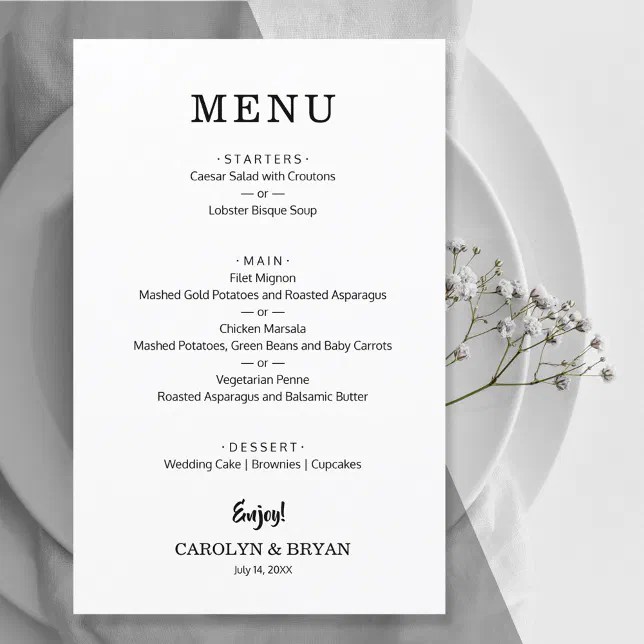 Budget Wedding Menu Flyer Zazzle