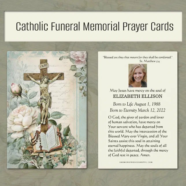 Catholic Funeral Memorial Scripture Prayer Card Zazzle