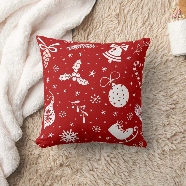 Christmas Red Throw Pillow Zazzle