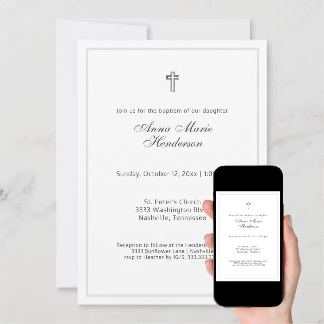 Classic Script Baptism Invitation Zazzle