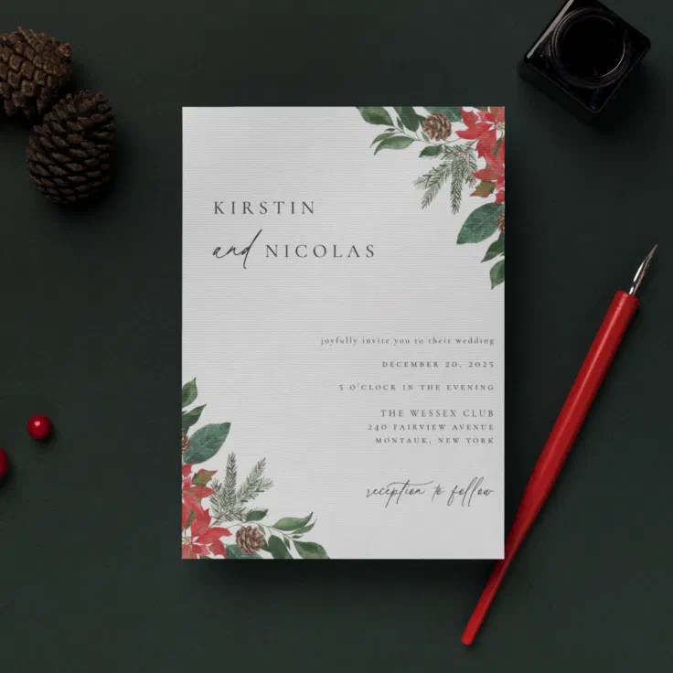 Contemporary Chic Winter Wedding Invitation Zazzle