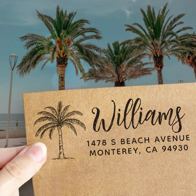 Custom Address Stamp With Palm Tree Zazzle