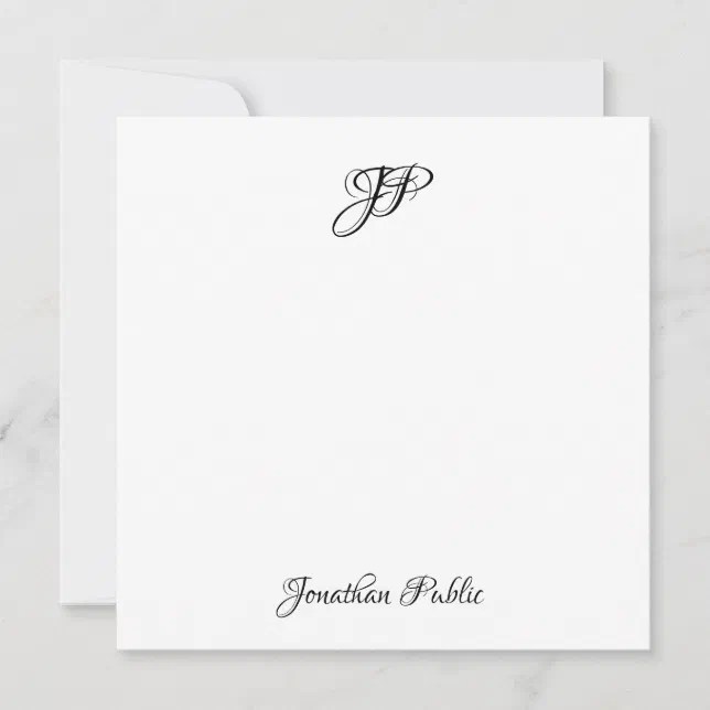 Custom Hand Script Monogram Simple Personalized Note Card Zazzle