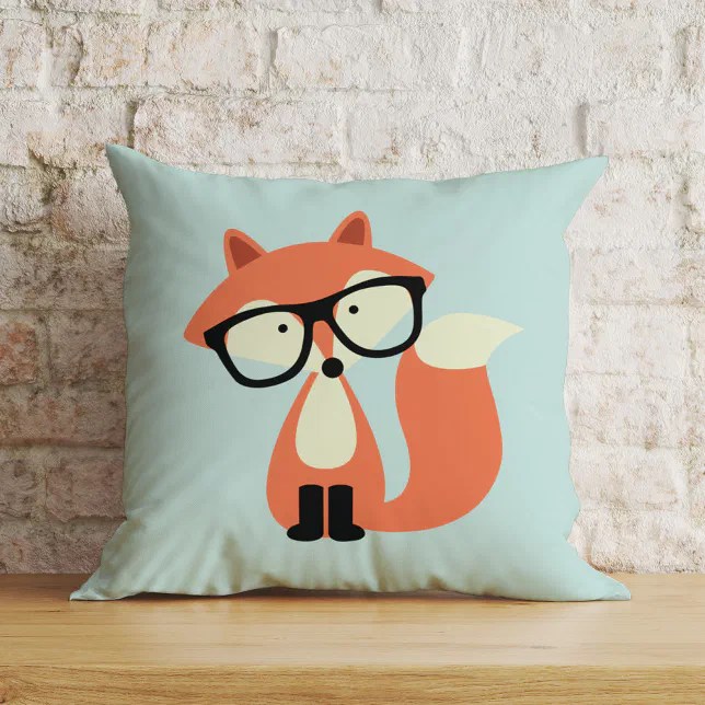 Cute Hipster Red Fox Throw Pillow Zazzle