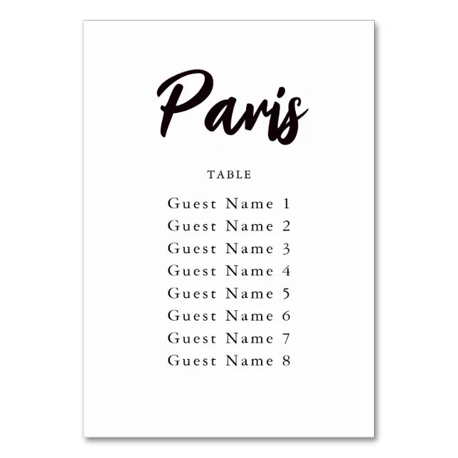 Elegant Custom Table Name Seating Assignment Table Number Zazzle