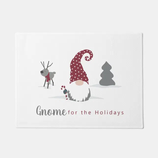 Gnome and Reindeer Scandinavian Tomte design Doormat Zazzle