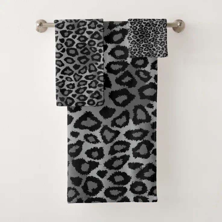 Gray Leopard Pattern Bath Towel Set Zazzle