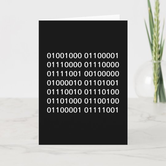 "Happy birthday" Binary code card