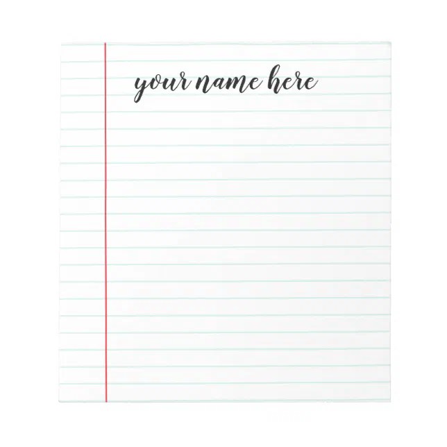 Lined Notepad Personalized Zazzle