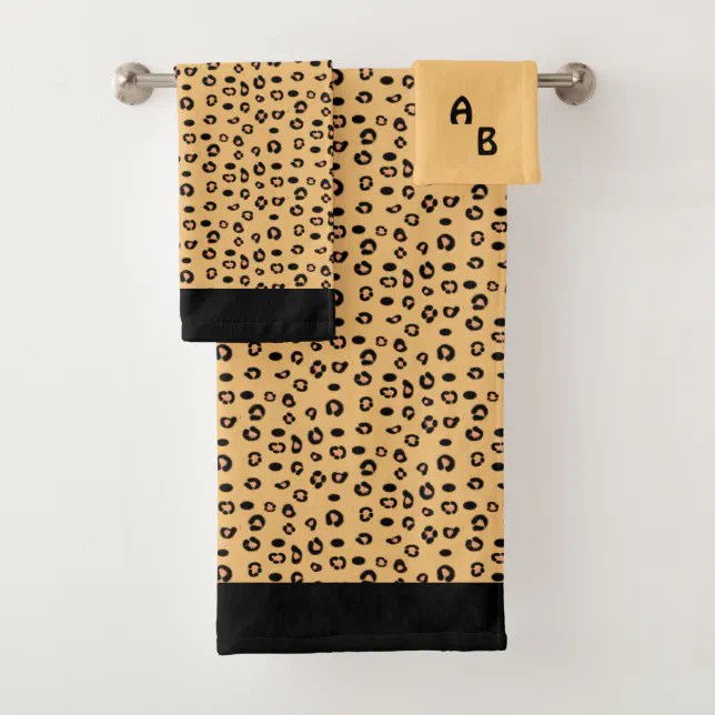 Modern Monogram and Leopard Pattern Bath Towel Set Zazzle