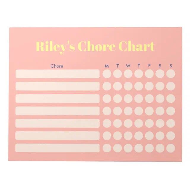 Modern Personalized Chore Chart Notepad Zazzle