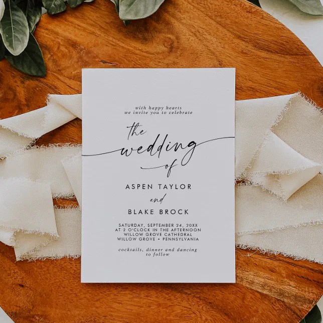 Modern Script Wedding Invitation Zazzle