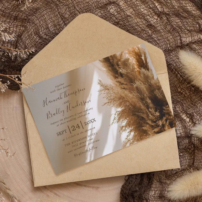 Pampas Grass Wedding Invitation Zazzle