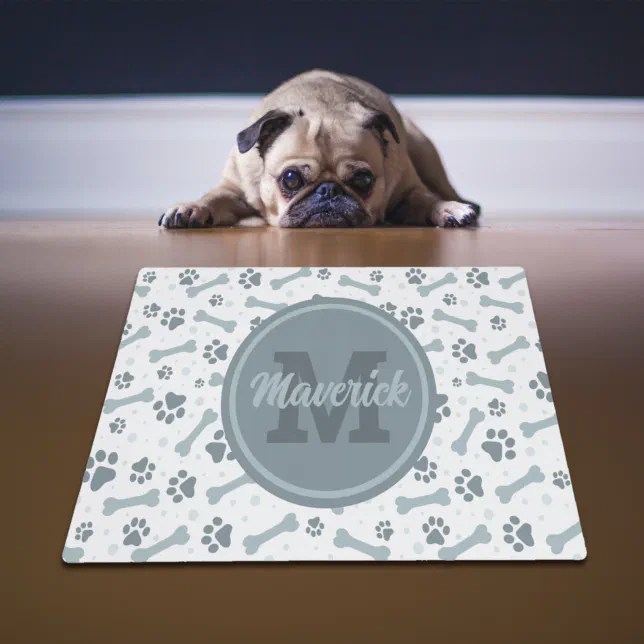 Personalized Gray Bones Monogram Name Dog Placemat Zazzle