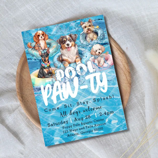 Puppy Pool Party Invitation Zazzle