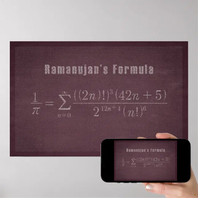 Ramanujan's Pi Formula Math Poster Zazzle