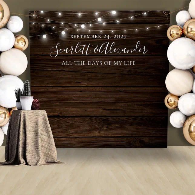 Rustic String Lights Wedding Backdrop Zazzle