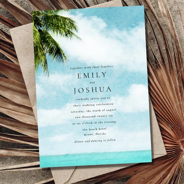Simple Beach Wedding Invitation Zazzle