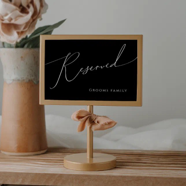 Whimsical Minimalist Script Black Reserved Sign Zazzle