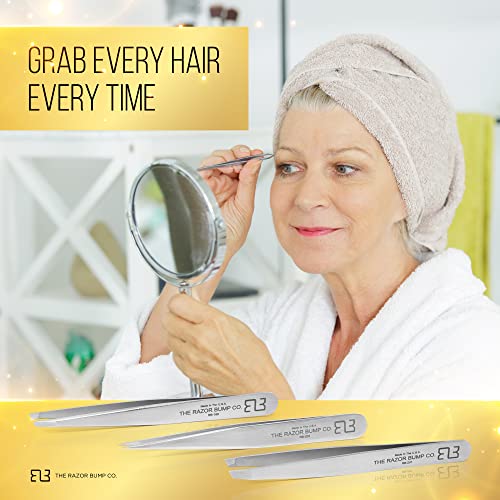 Razor Bump Co. Professional Micro Slant Tweezer, made in USA, Best
