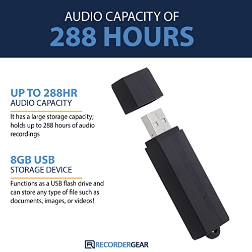 RecorderGear FD50 Mini USB Flash Drive Voice Recorder 8GB Voice