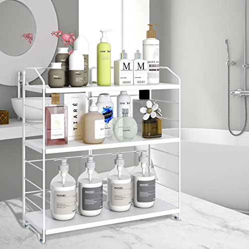 BOIVSHI 3Tier Bathroom Countertop Rack Organizer, 8Levels Height Adjustable Organizer