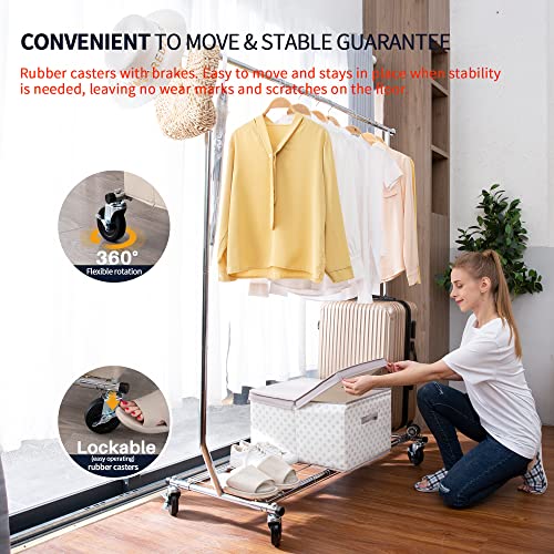 FSUON 450LBS Clothing Garment Rack, Extendable Single Rod Clothes Rack