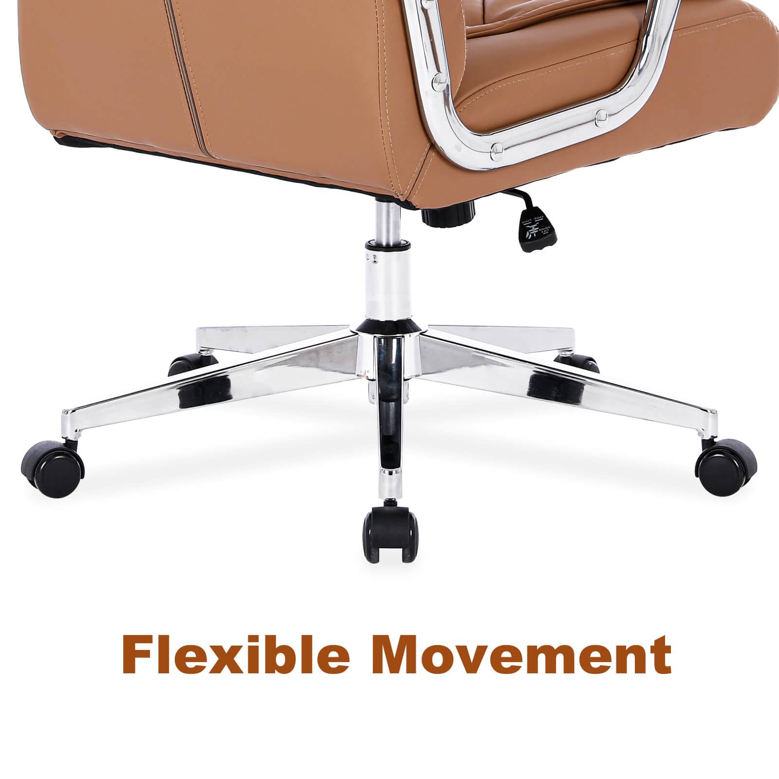 Hoxne Leather Executive Office Chair with Arms and Wheels, High Back