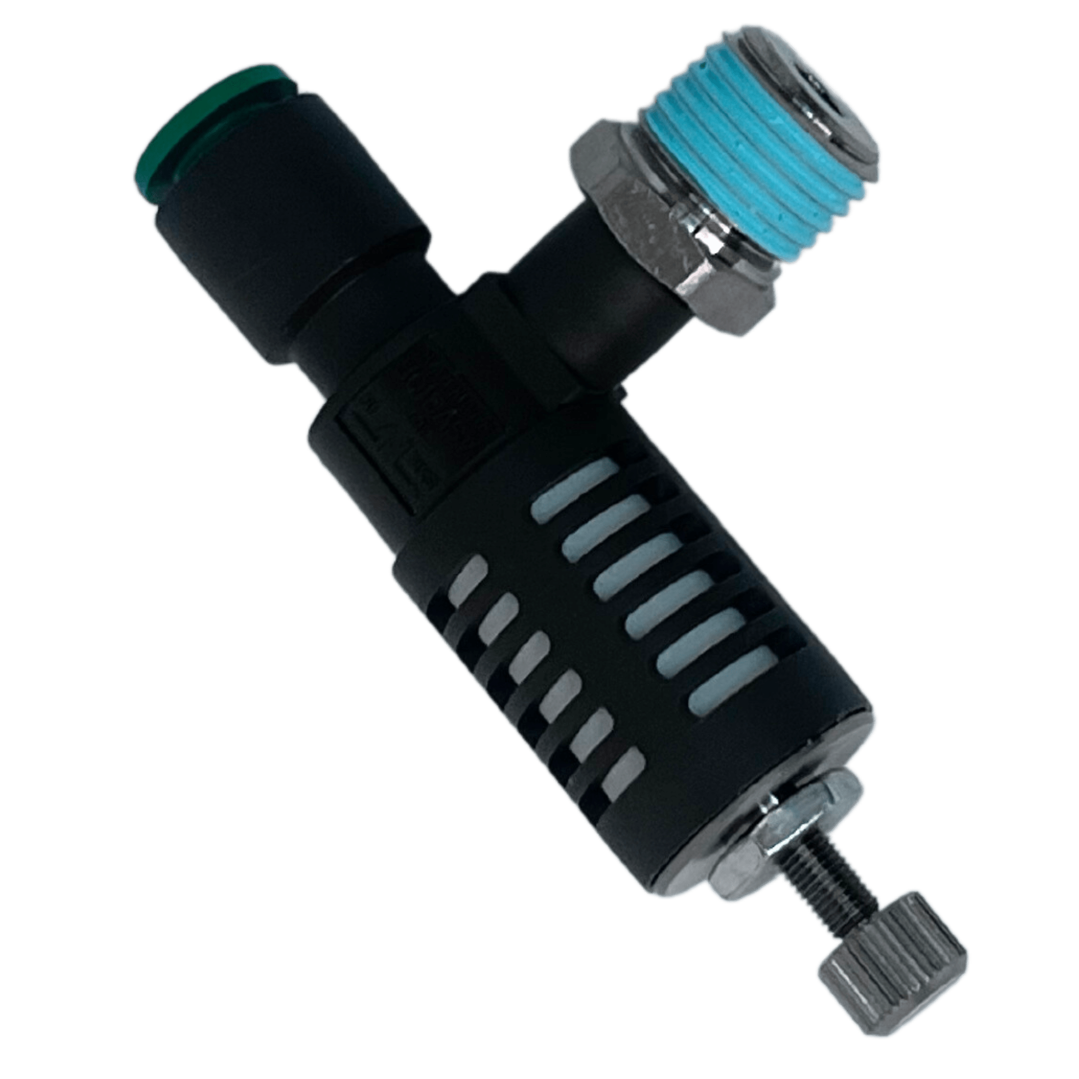 AirExhaust Flow Control Valve 1/4 NPT Inlet x 1/4" PushConnect Outlet