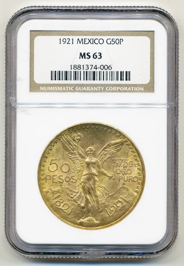 1921 Centenario Mexico Gold 50 Peso Buy & Sell Gold & Silver Wisely