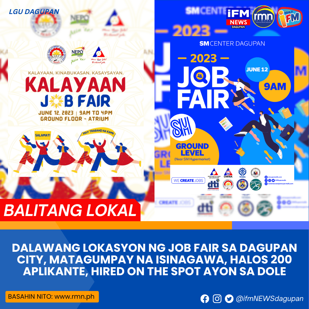 DALAWANG LOKASYON NG JOB FAIR SA DAGUPAN CITY, MATAGUMPAY NA ISINAGAWA