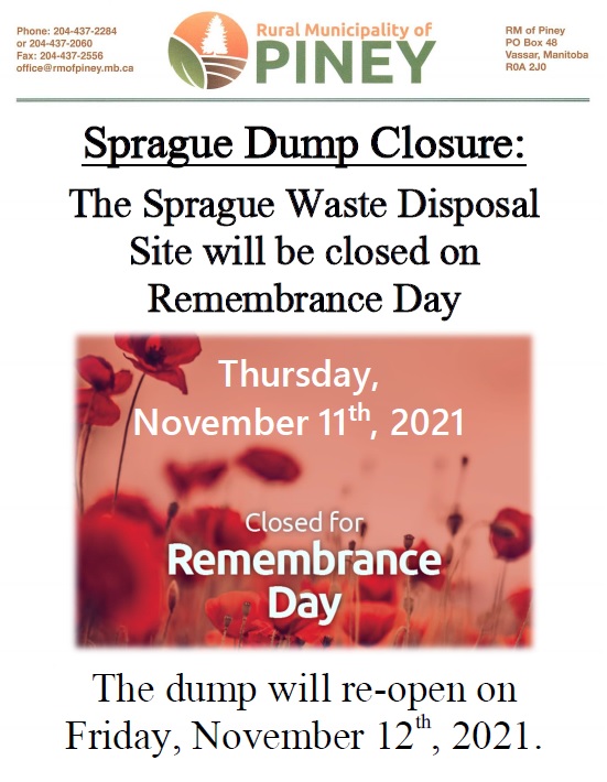 Sprague Dump Closure Rural Municipality of Piney