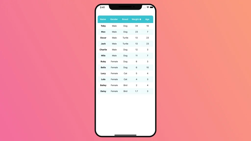 Sortable React Native Table Example React Native Master