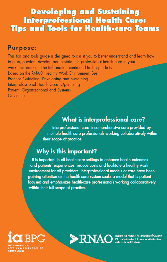 Developing and Sustaining Interprofessional Health Care Tips and Tools
