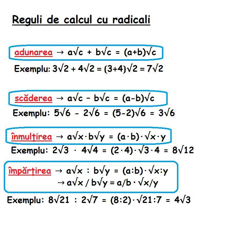 Reguli De Calcul Cu Radicali