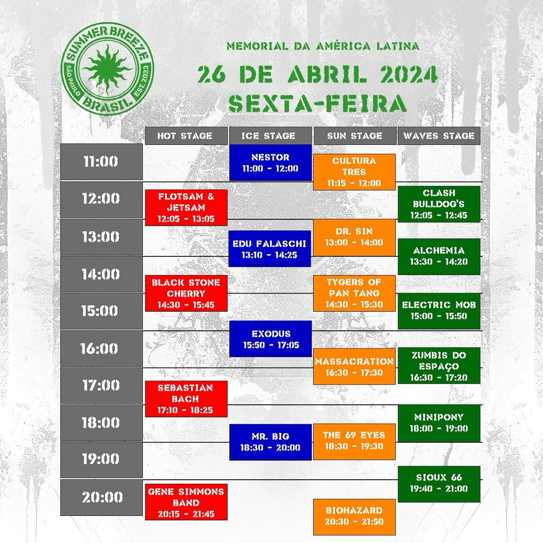 SUMMER BREEZE BRASIL divulga horários definidos dos três dias de shows