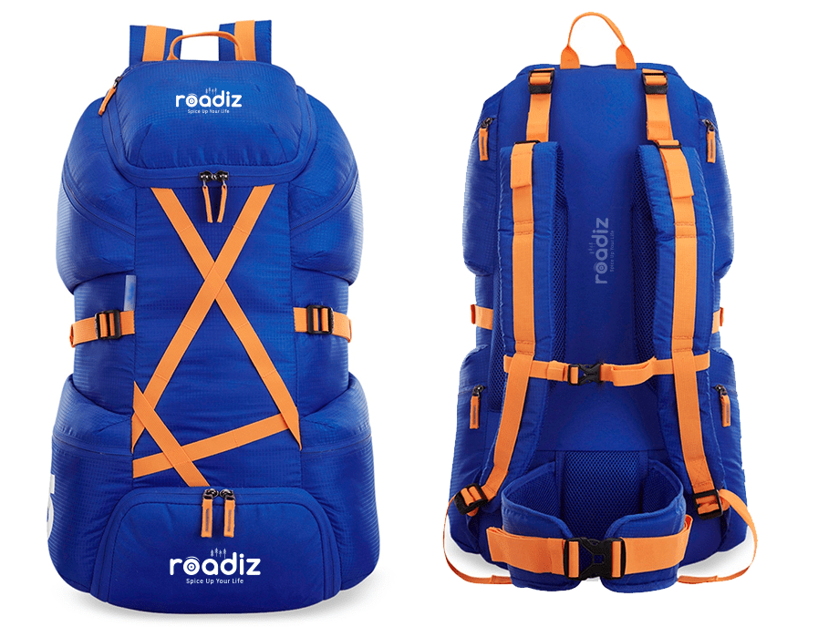 Skybags Unisex Blue & Orange Solid Flash Large 55 litre Rucksack Roadiz