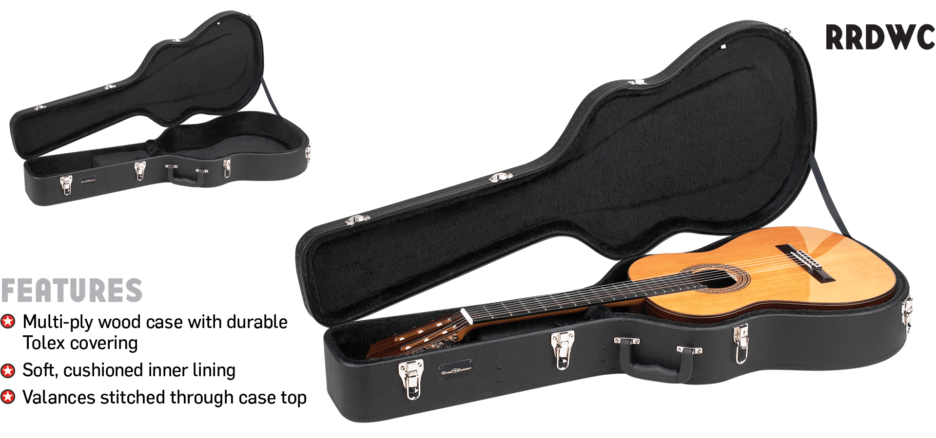 Deluxe Wood Classical Guitar Case Road Runner RRDWC RoadRunner Cases