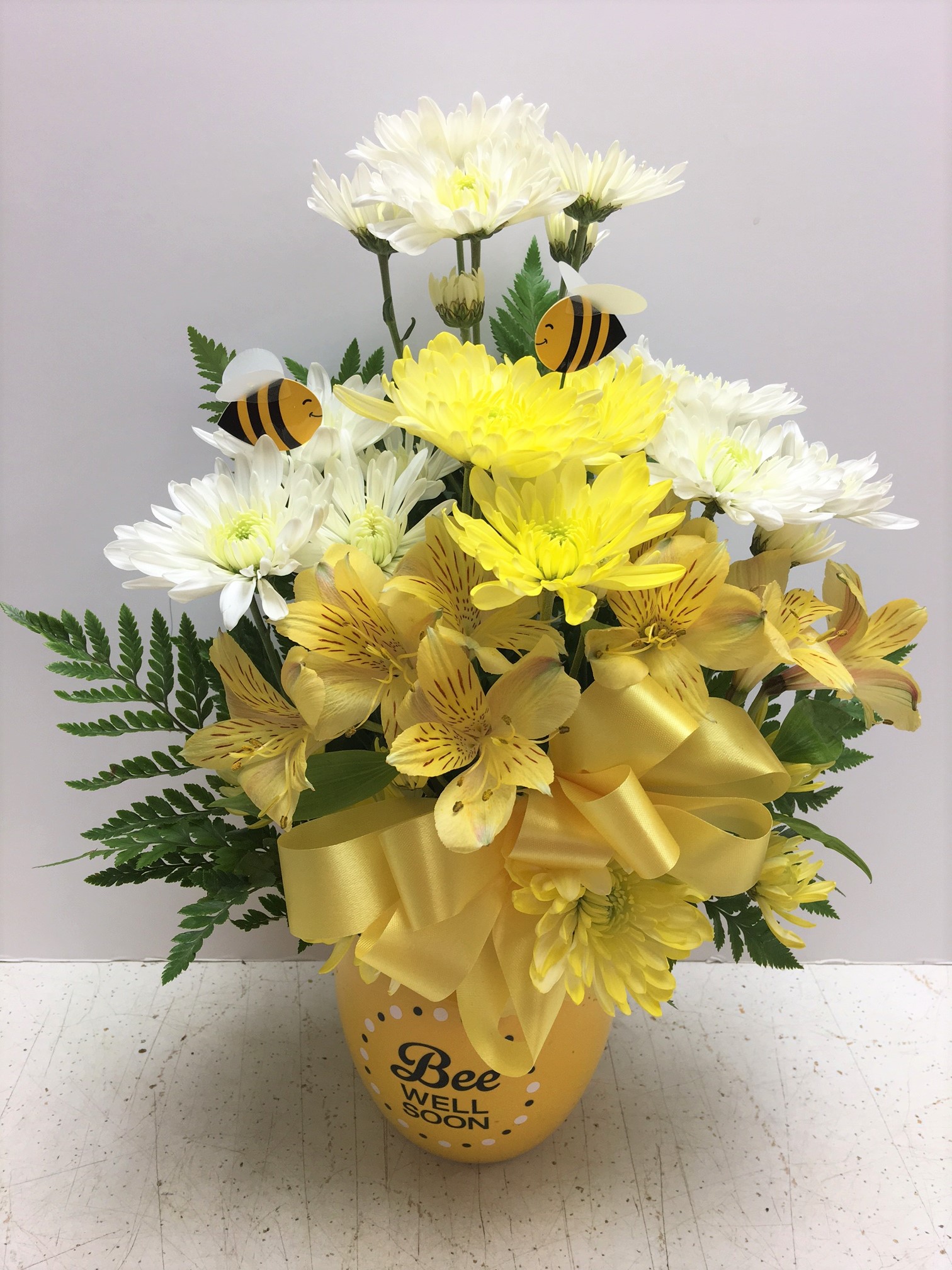 Bee Well 3559.99, Get Well Happy Flowers, Yellow