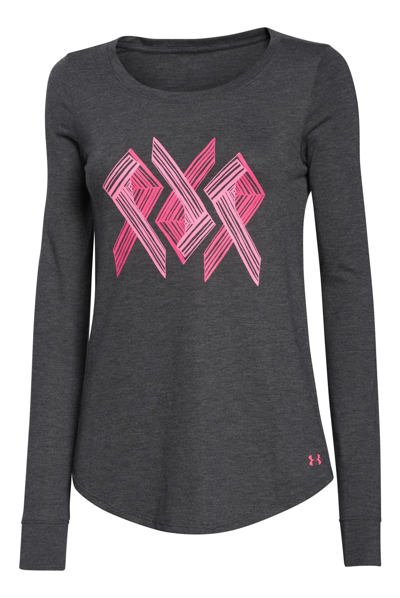 Womens Under Armour Power in Pink Triple Ribbon Long Sleeve No Zip
