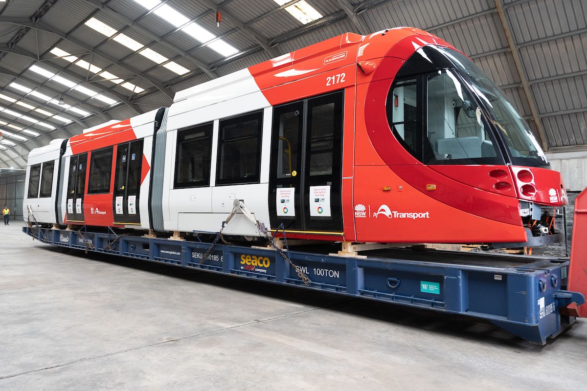 Parramatta Light Rail first vehicle