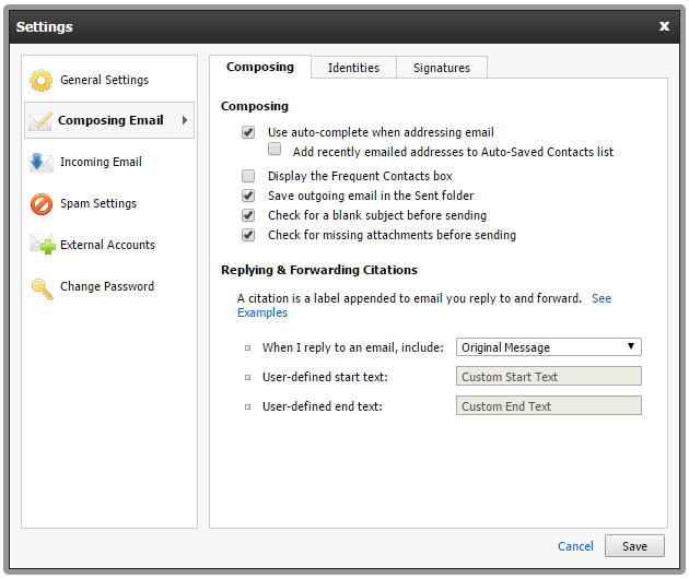 Composing Email Settings Roar Support