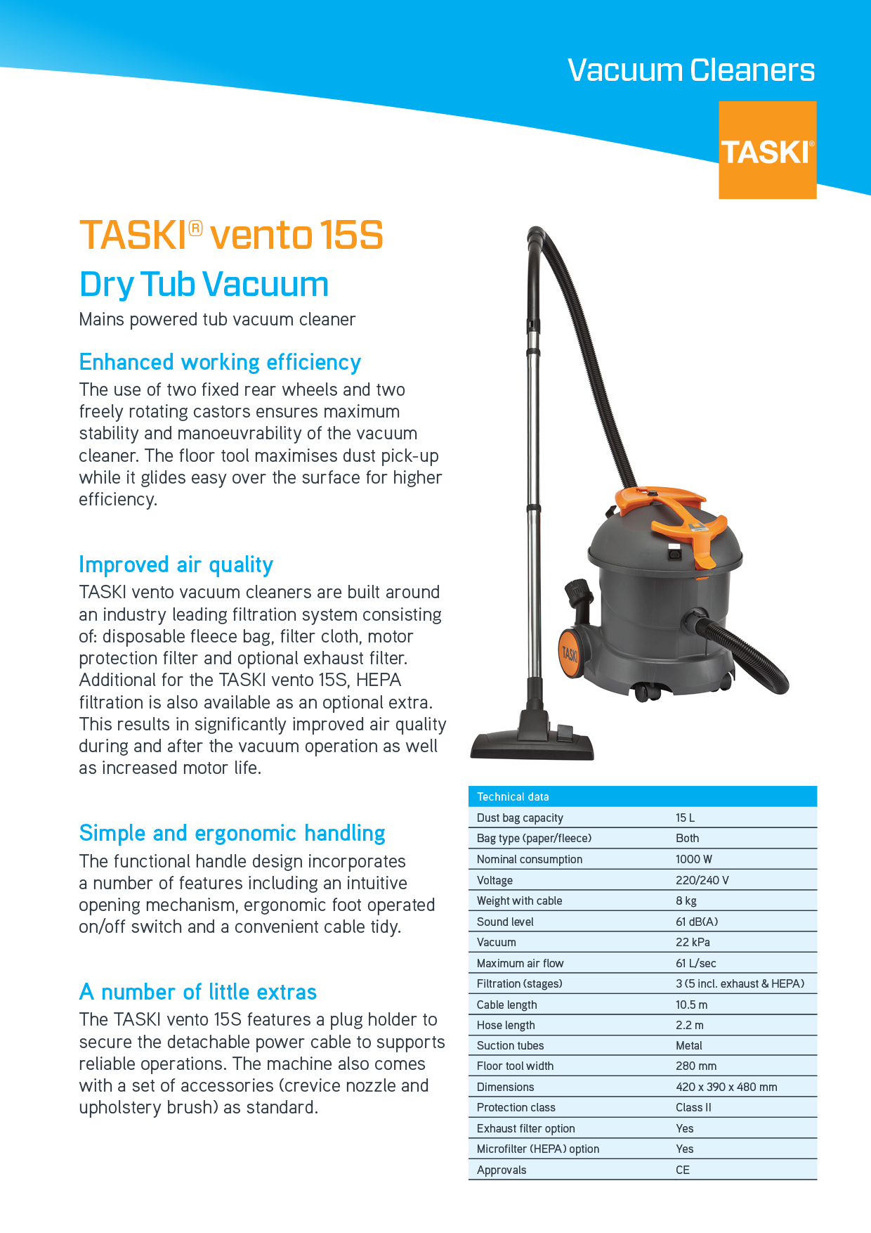 Floor cleaners dry vacuum for rooms 15L Robert Dunn Hotel Procurement