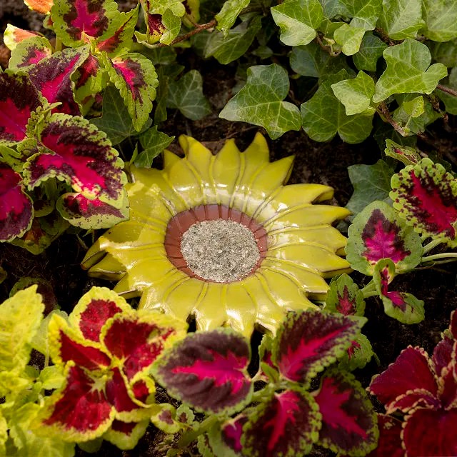 Ceramic Yellow Sunflower Butterfly Feeder