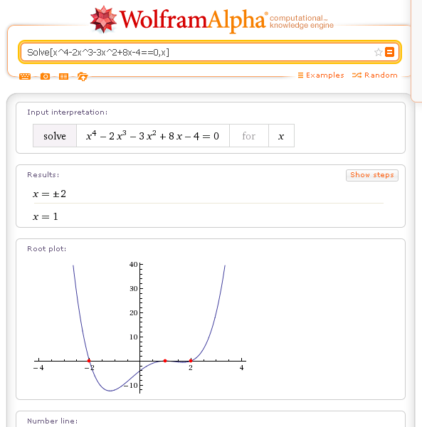WolframAlpha Equations, inequalities and systems